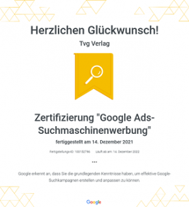 Google Ads Zertifizierung 2021/22