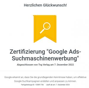 Google Ads Zertifizierung